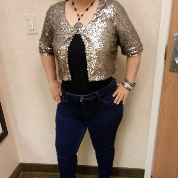 Gray mixed silver sequenced shaw by Gudi - Picture 3 of 3